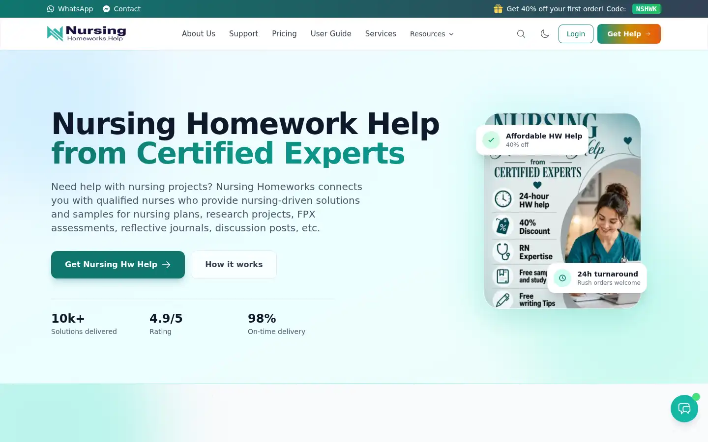 Screenshot of nursinghomeworks.help