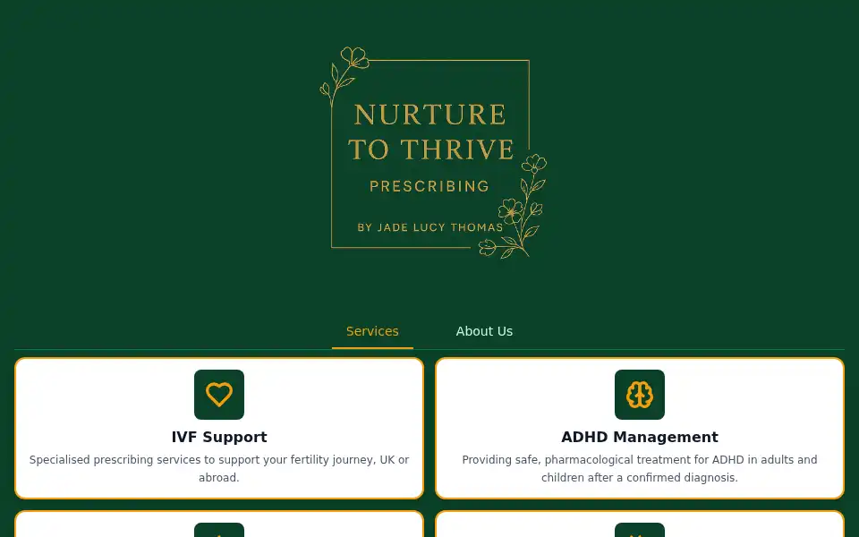 Screenshot of nurturetothriveprescribing.com