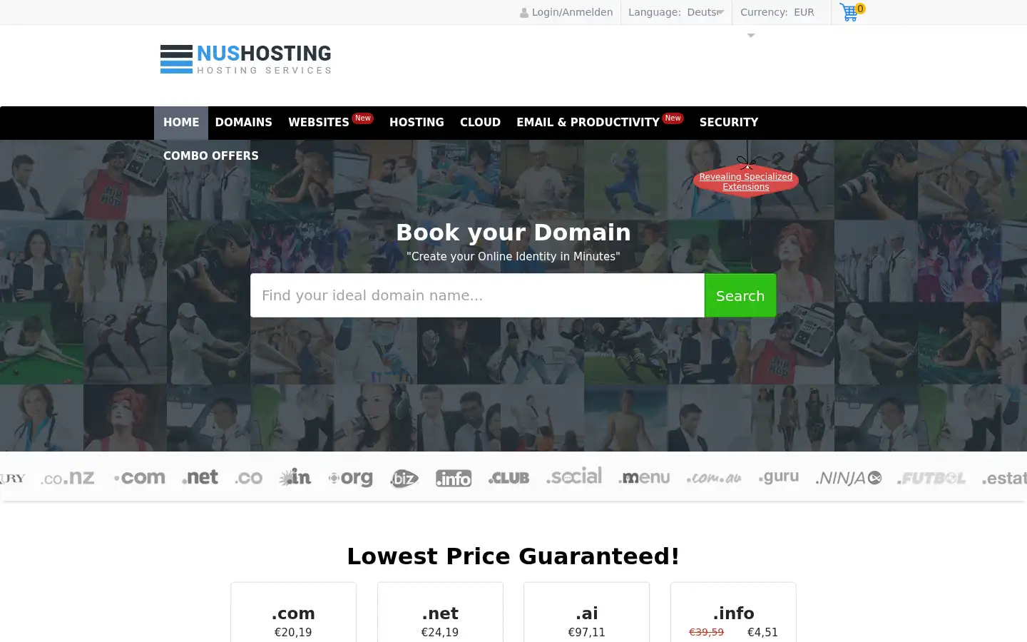 Screenshot of nushosting.com
