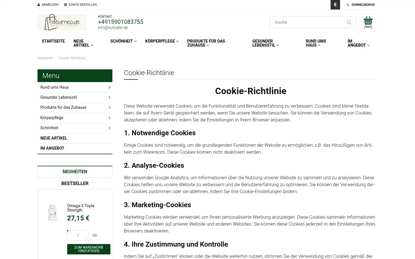 Screenshot of nutralite.de