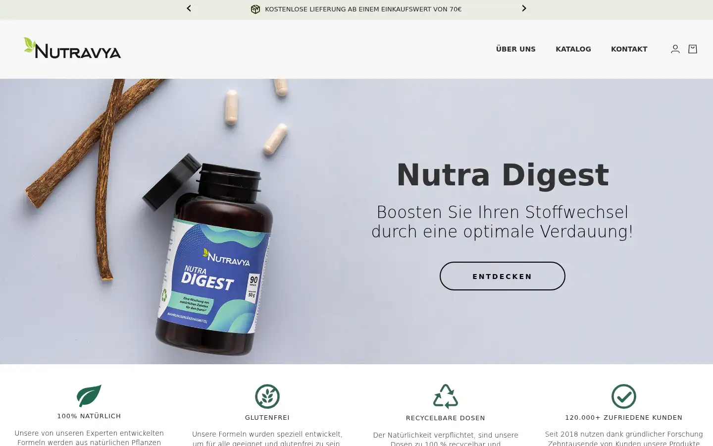 Screenshot of nutravya.de