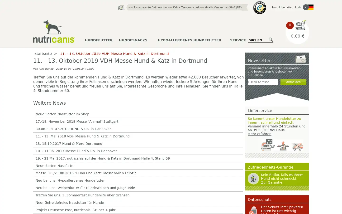 Screenshot of nutricanis.de