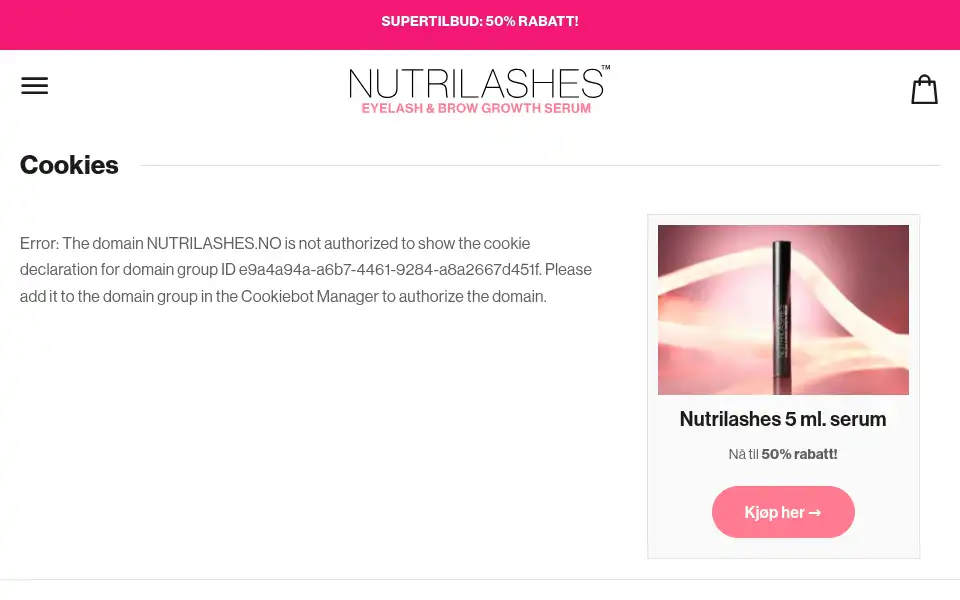 Screenshot of nutrilashes.no