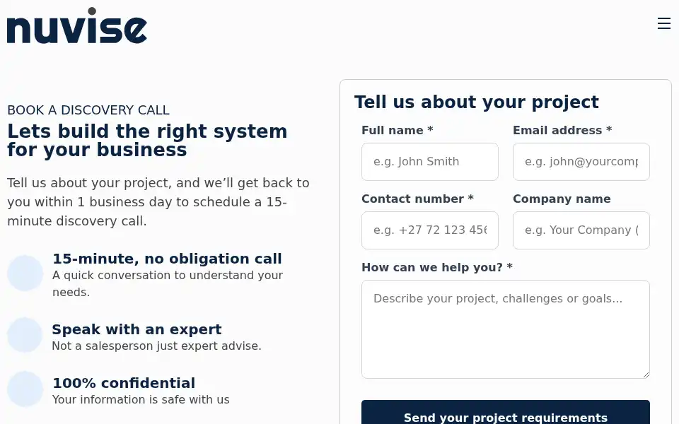 Screenshot of nuvise.co.za