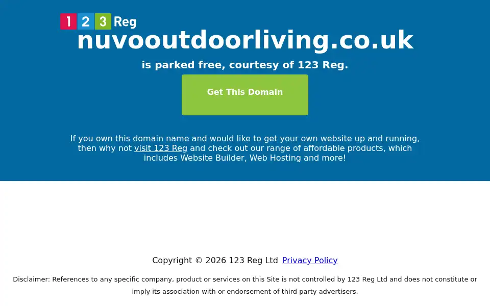 Screenshot of nuvooutdoorliving.co.uk