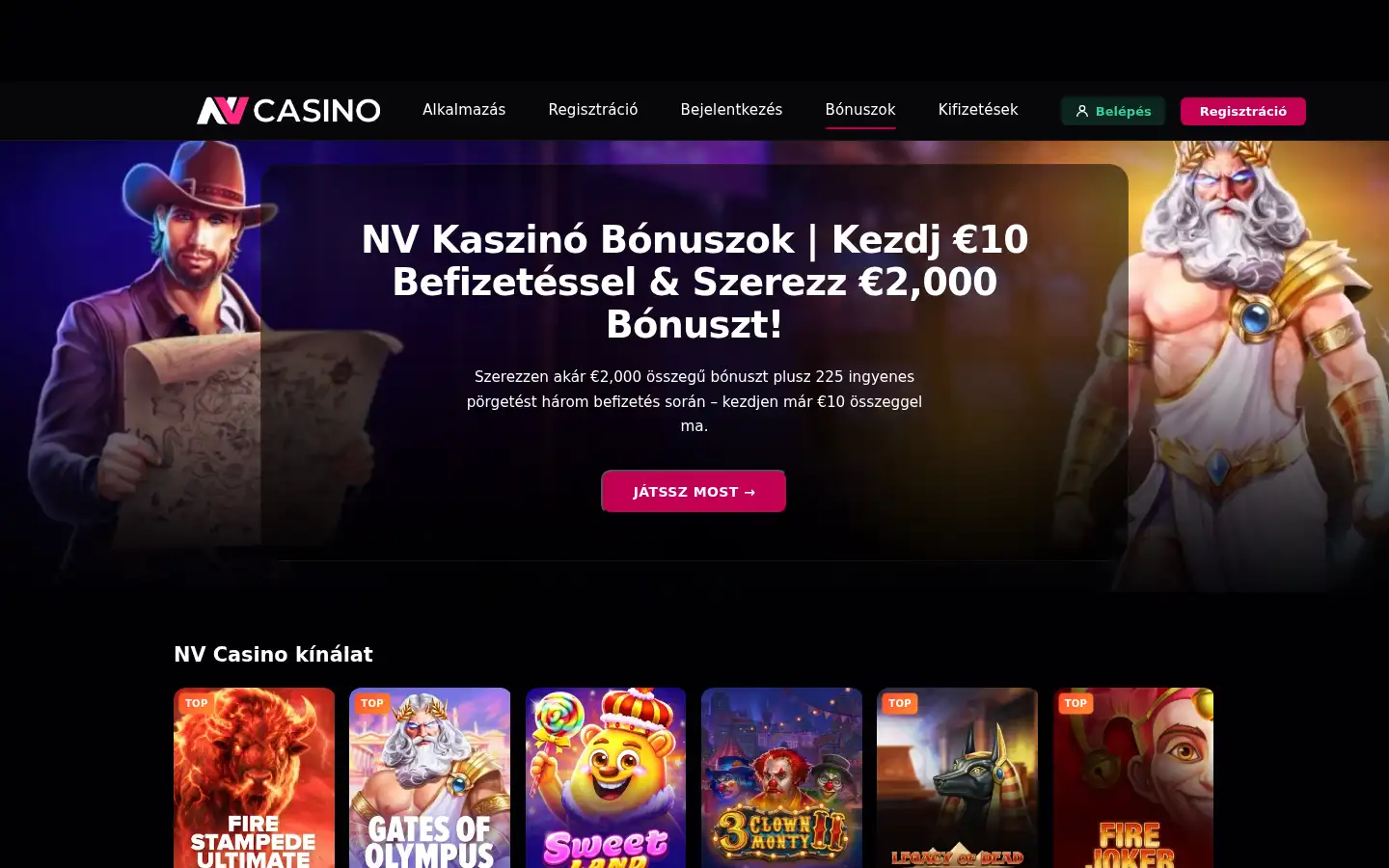 Screenshot of nvcasino-magyar.com