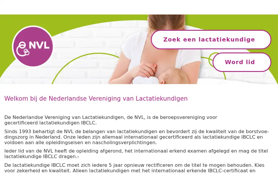 Screenshot of nvlborstvoeding.nl