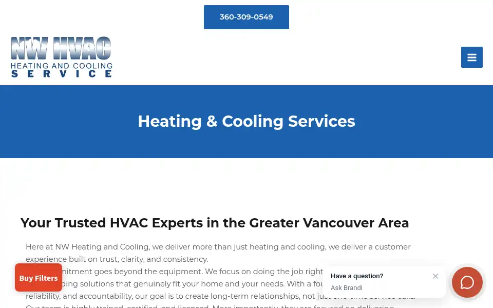 Screenshot of nwhvac.net