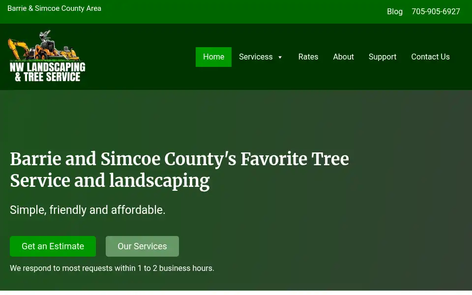 Screenshot of nwlandscapingandtreeservices.ca
