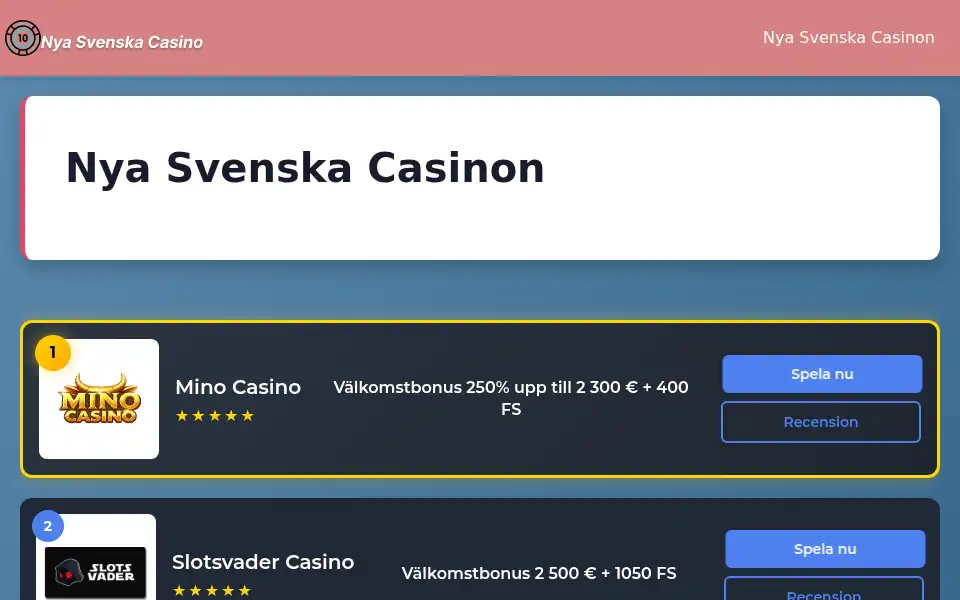 Screenshot of nya-svenska-casinon.com