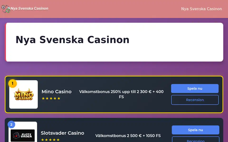 Screenshot of nya-svenska-casinon.net