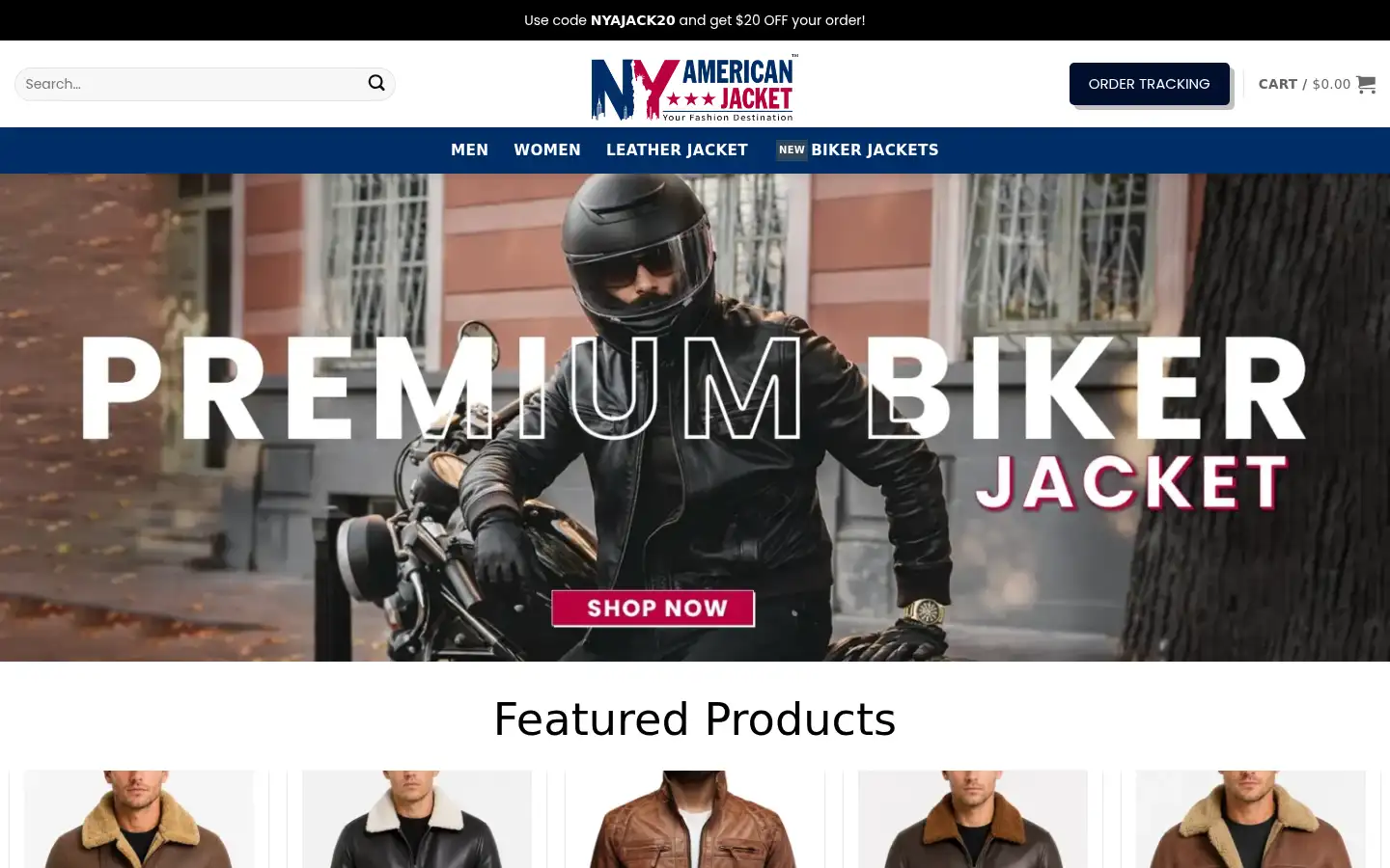 Screenshot of nyamericanjacket.com