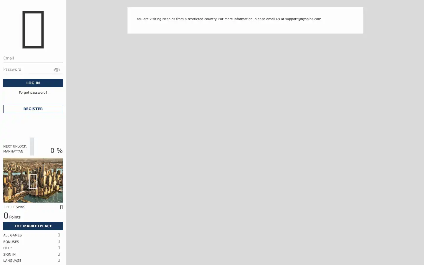 Screenshot of nyspins.com