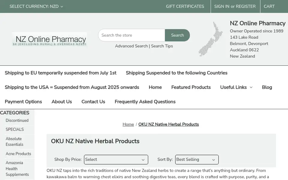Screenshot of nz-online-pharmacy.com