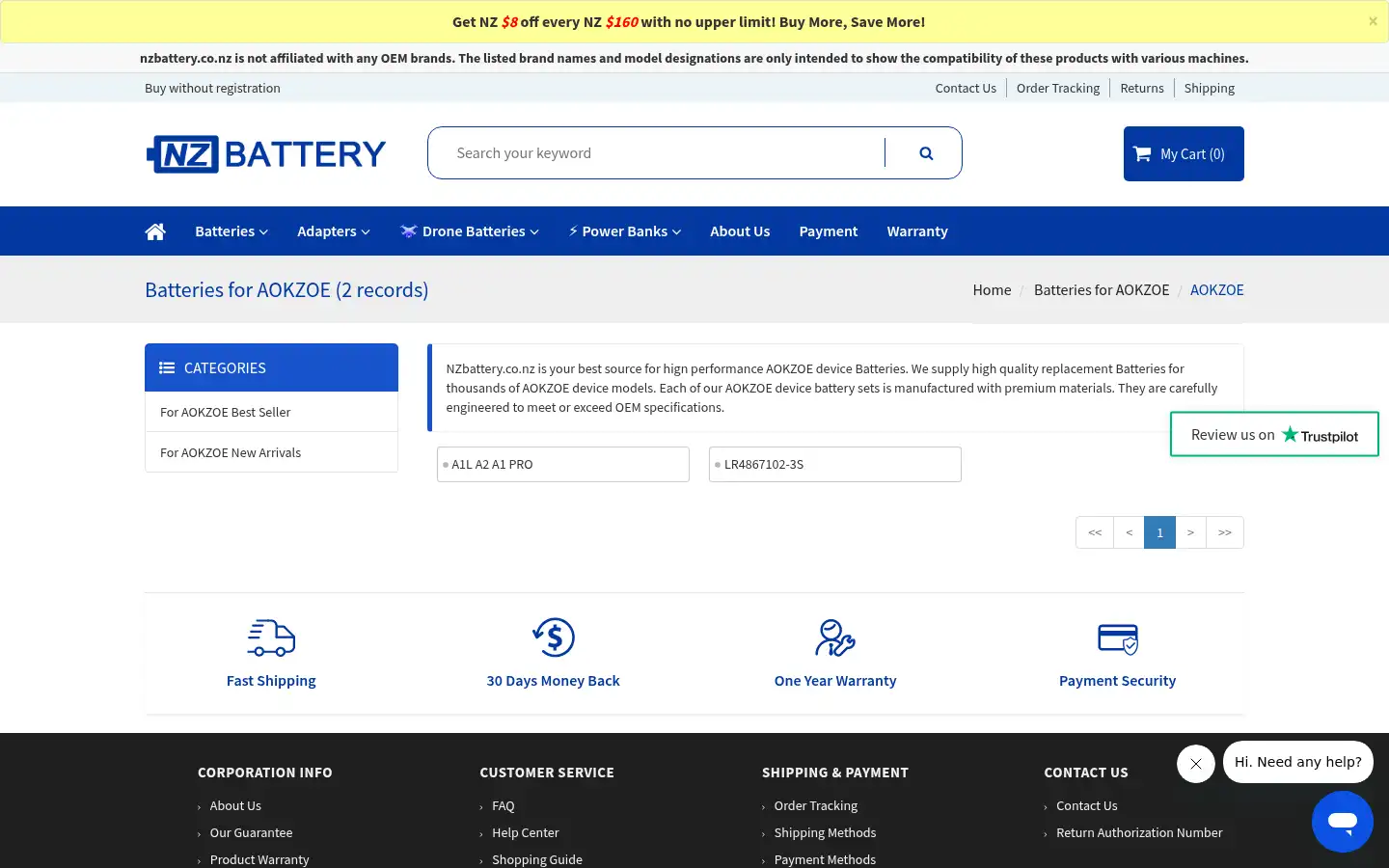 Screenshot of nzbattery.co.nz