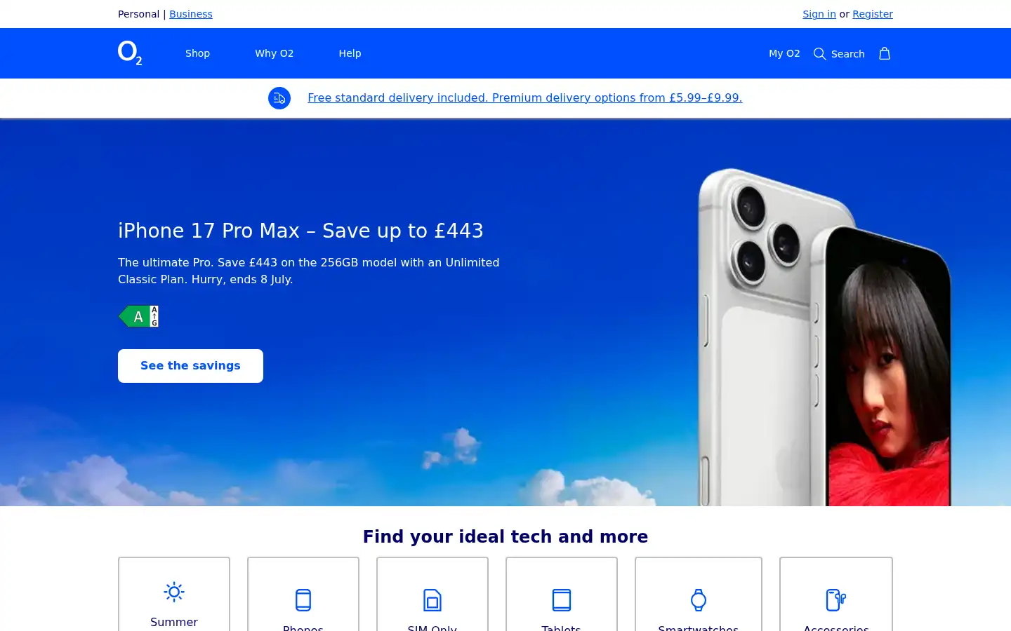 Screenshot of o2.co.uk