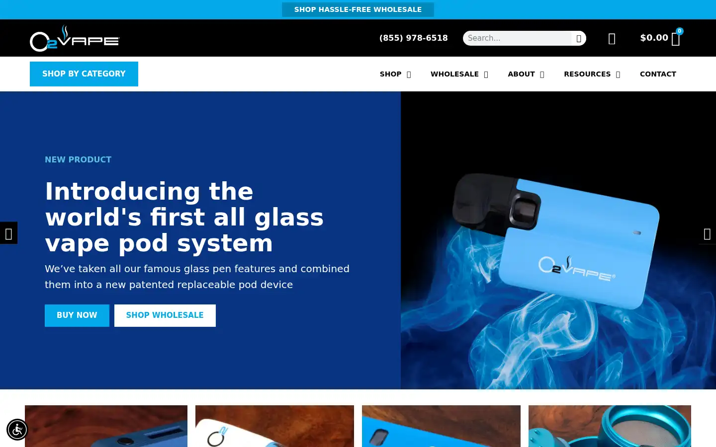 Screenshot of o2vape.com