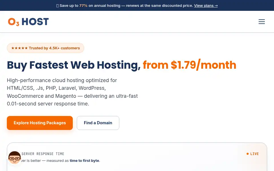 Screenshot of o3host.com