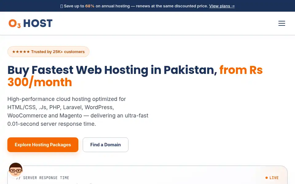 Screenshot of o3host.pk
