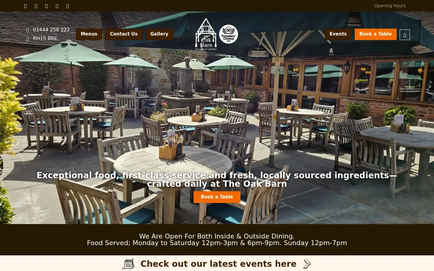 Screenshot of oakbarnrestaurant.co.uk