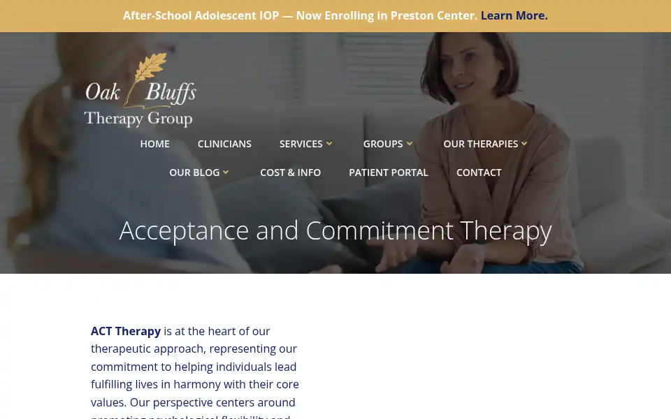 Screenshot of oakbluffstherapy.com