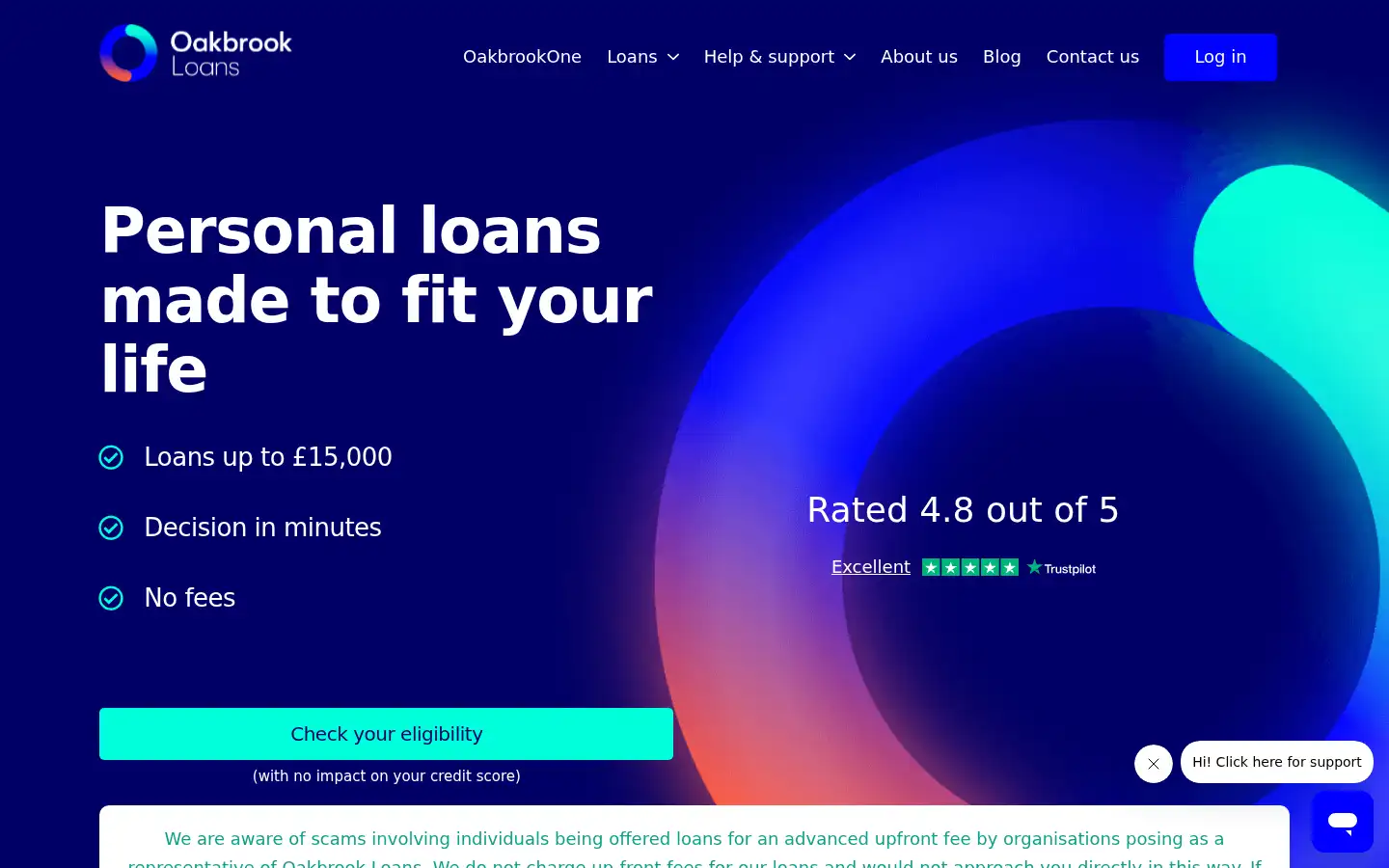 Screenshot of oakbrookloans.com
