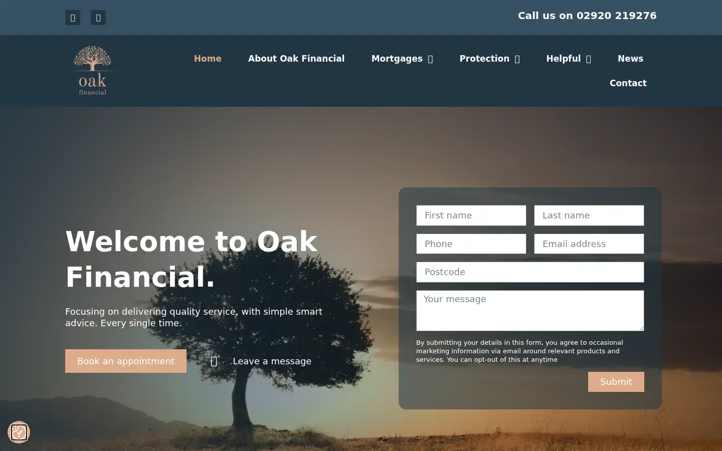 Screenshot of oakfinancial.co.uk