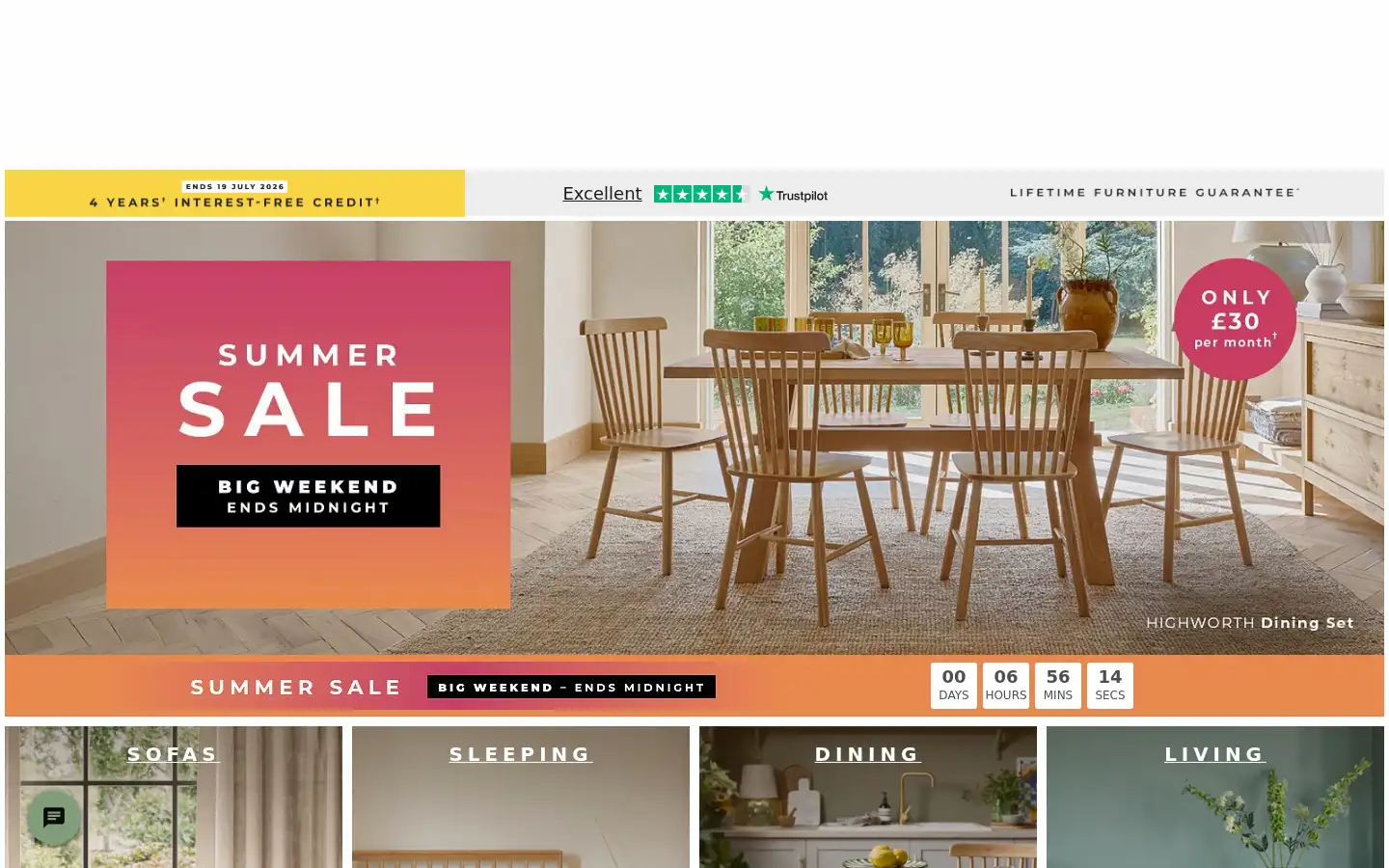 Screenshot of oakfurnitureland.co.uk