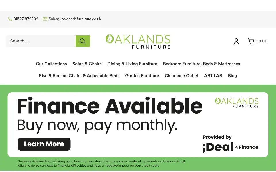Screenshot of oaklandsfurniture.co.uk