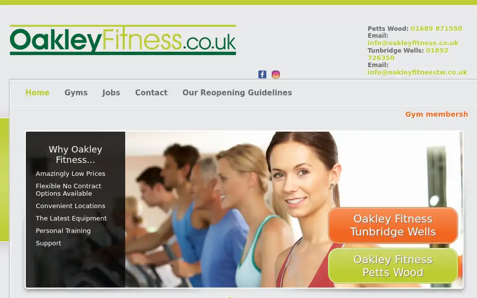 Screenshot of oakleyfitness.co.uk