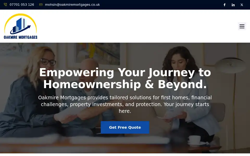 Screenshot of oakmiremortgages.co.uk