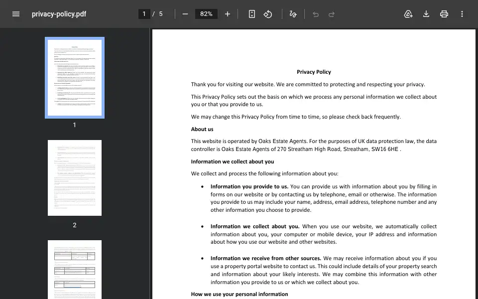 Screenshot of oaksestateagents.com