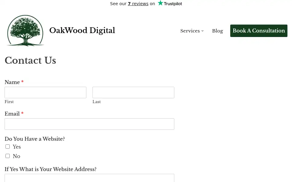 Screenshot of oakwooddigital.co.uk