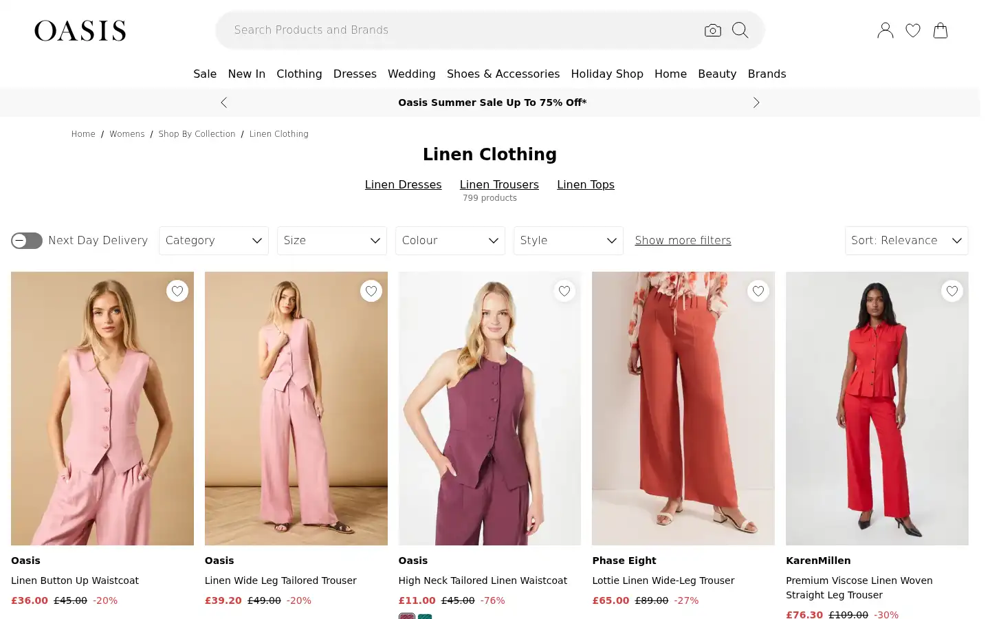 Screenshot of oasisfashion.com