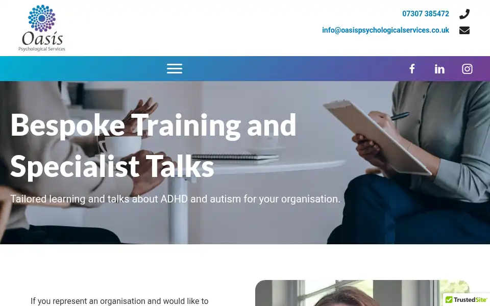 Screenshot of oasispsychologicalservices.co.uk