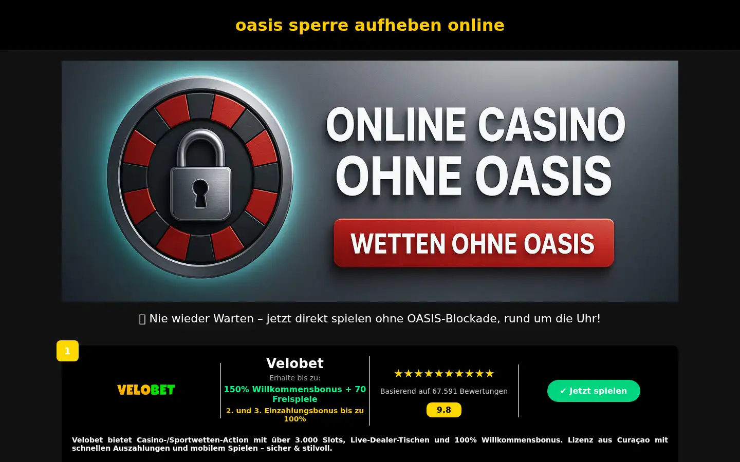 Screenshot of oasissperreaufheben.online