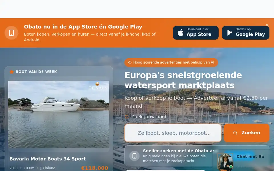 Screenshot of obato.nl
