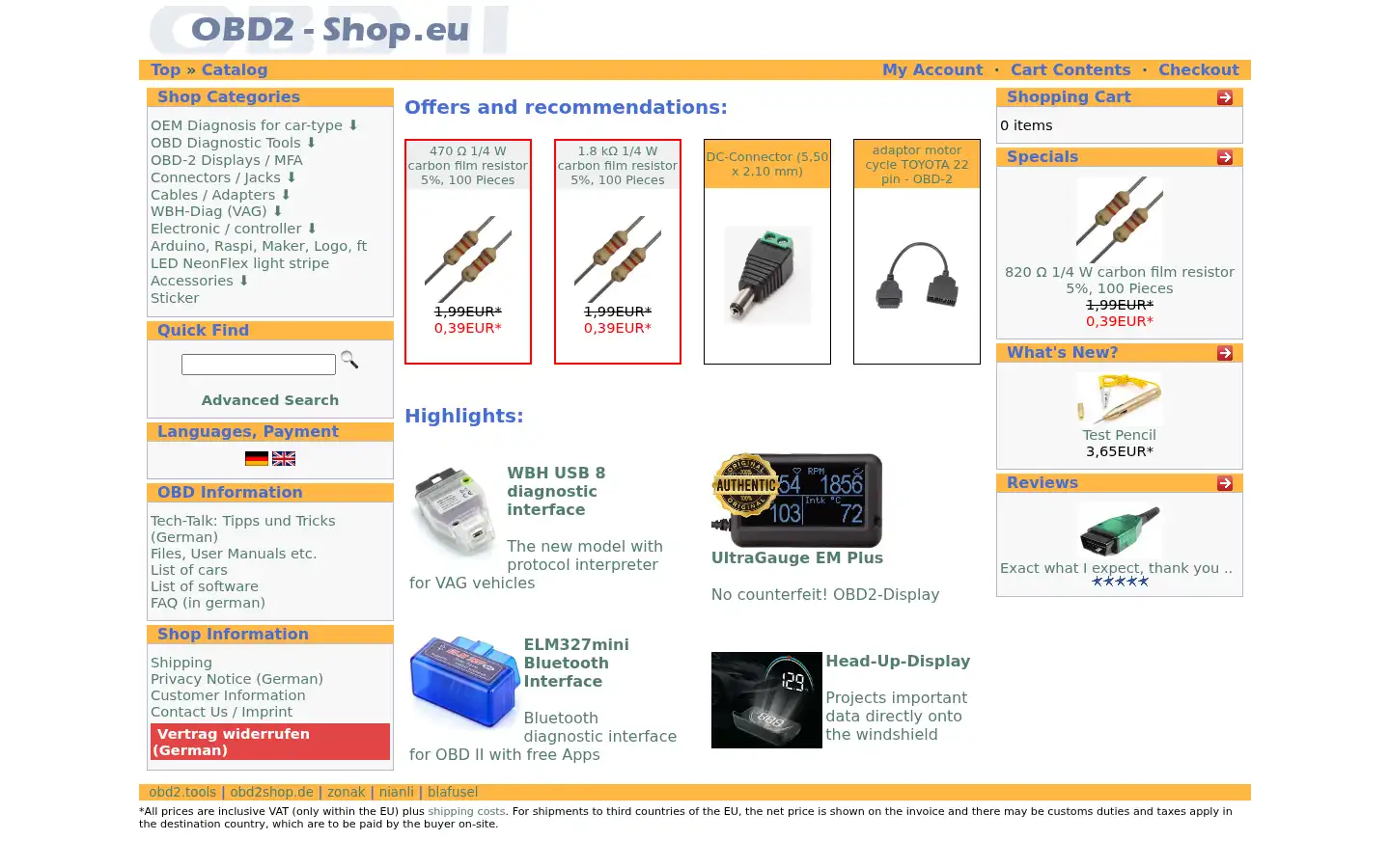 Screenshot of obd2-shop.eu