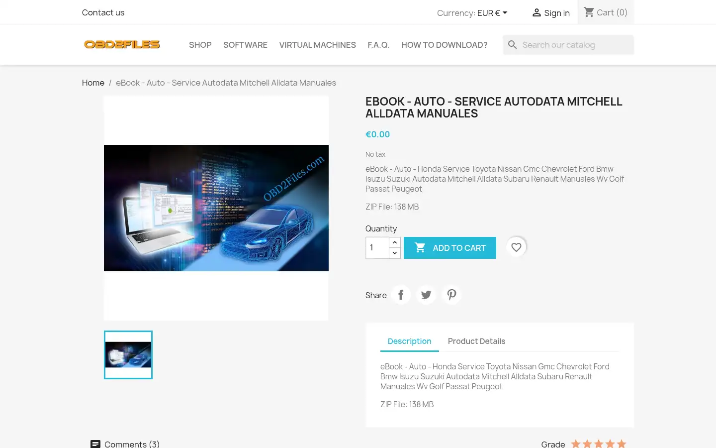 Screenshot of obd2files.com