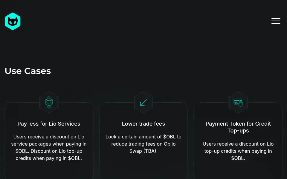 Screenshot of obliowallet.ai