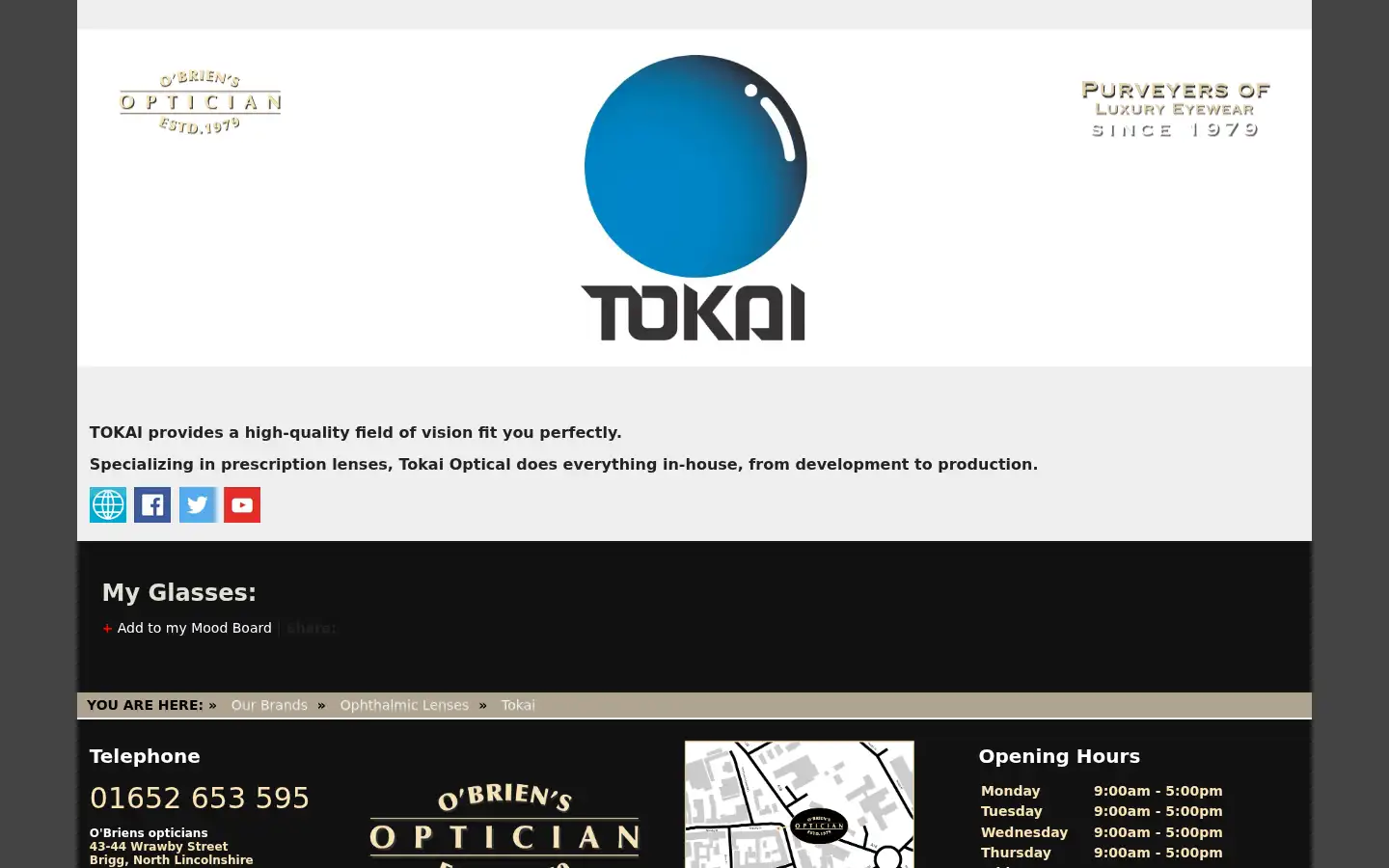 Screenshot of obriensopticians.co.uk