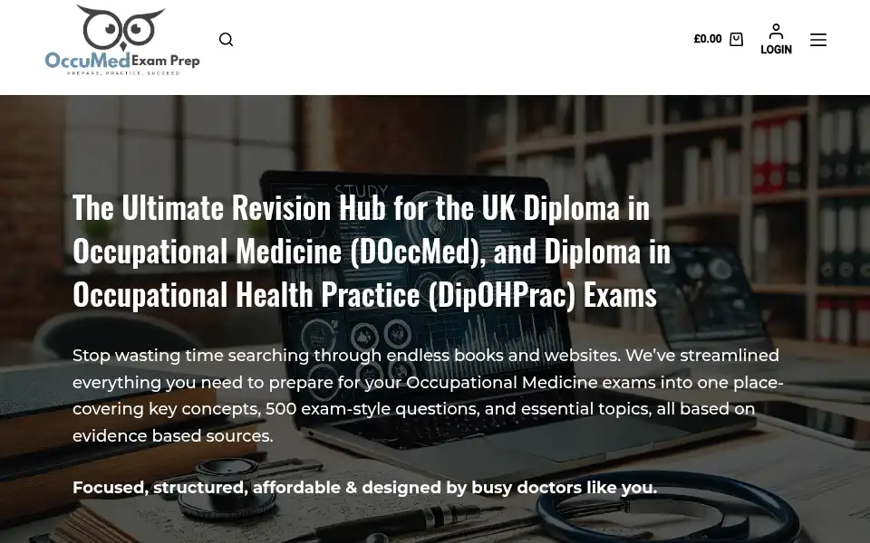 Screenshot of occumedexamprep.com
