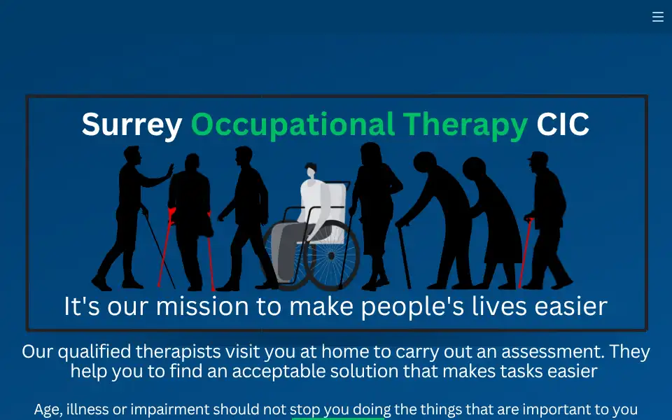 Screenshot of occupationaltherapysurrey.co.uk