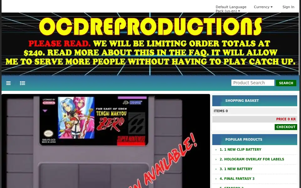 Screenshot of ocdreproductions.com