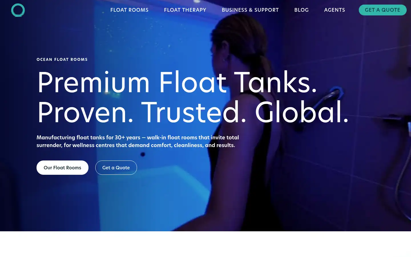 Screenshot of oceanfloatrooms.com