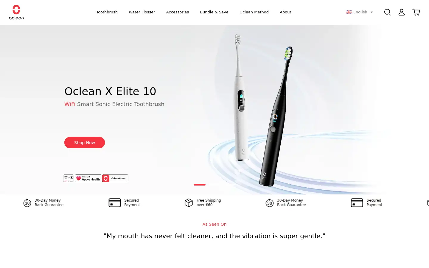 Screenshot of oclean.com