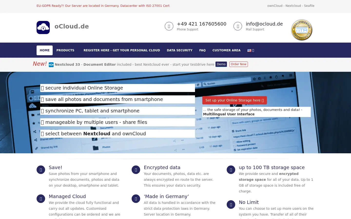 Screenshot of ocloud.de