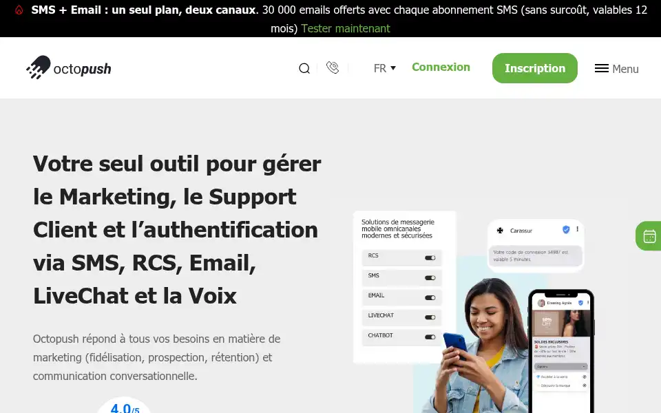 Screenshot of octopush.com