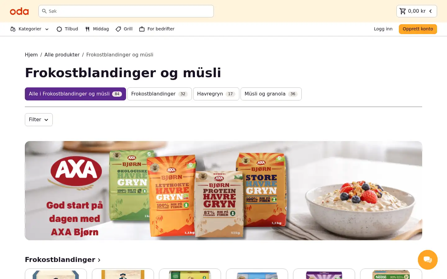 Screenshot of oda.com