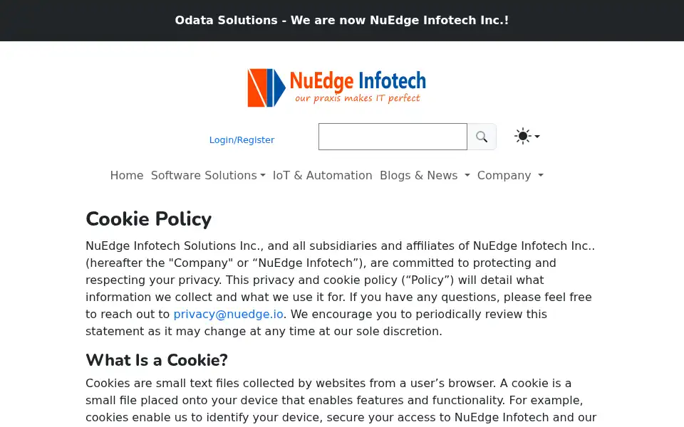 Screenshot of odata.com